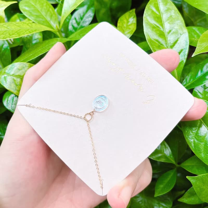 古典玫瑰小畫框 藍暈月光石14K 項鍊