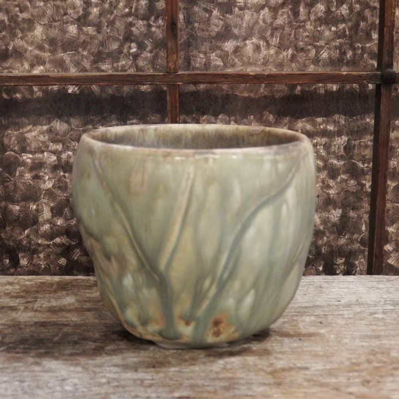 柴燒瓷土灰釉茶碗 / 抹茶碗 / 手捧碗