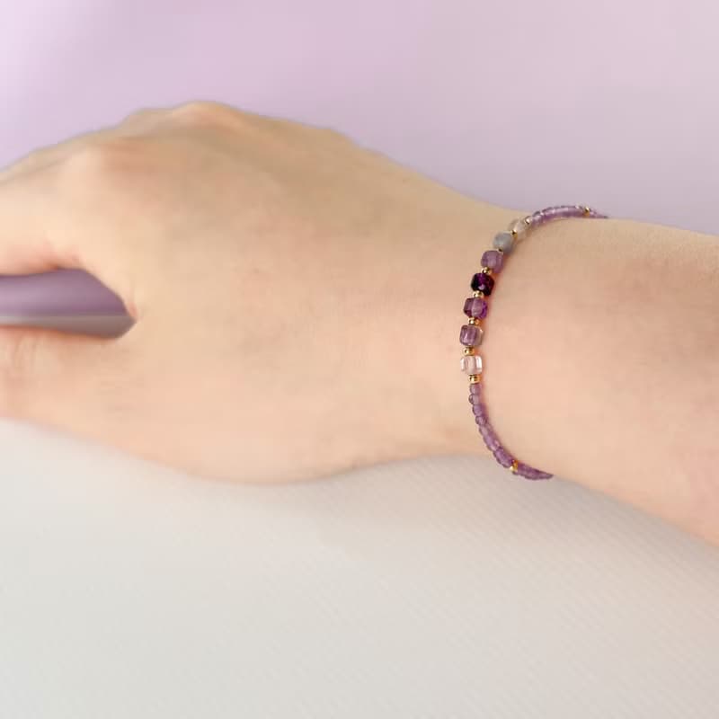 紫瑩石紫水晶316醫療鋼手鍊/寶石 水晶 天然石 可戴洗澡 抗敏鋼