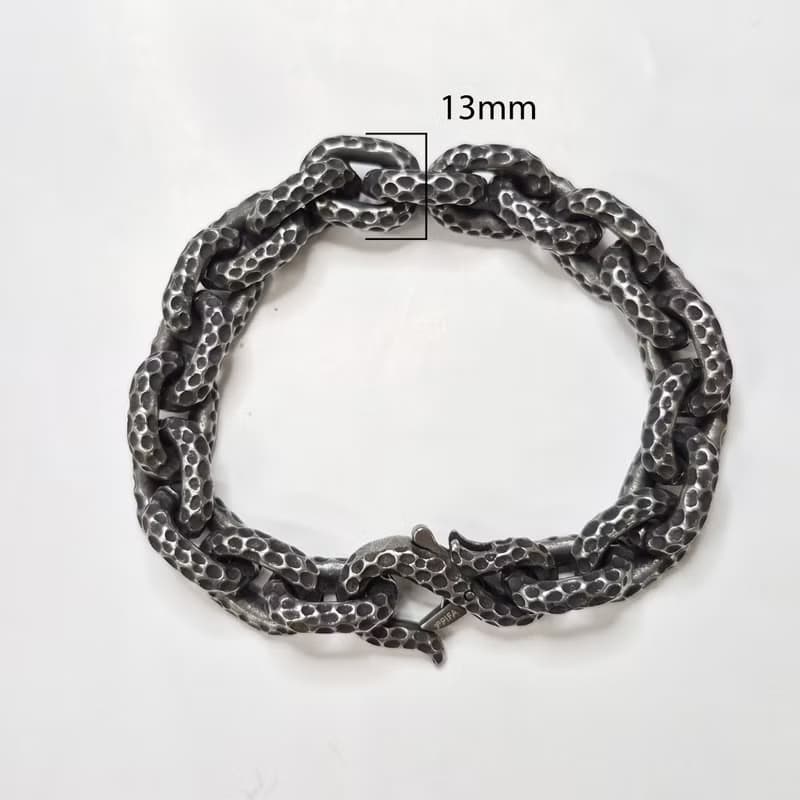 【比法一生】鋼手鍊—鍛紋鎖鏈  抗過敏 可洗澡 無須保養