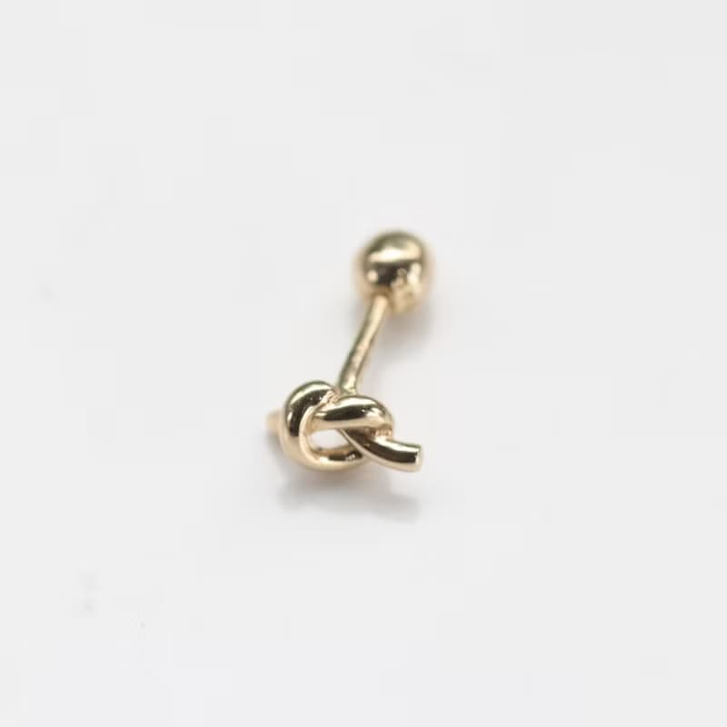 14K 金線結鎖珠耳環(單個)耳骨 耳窩 不退色