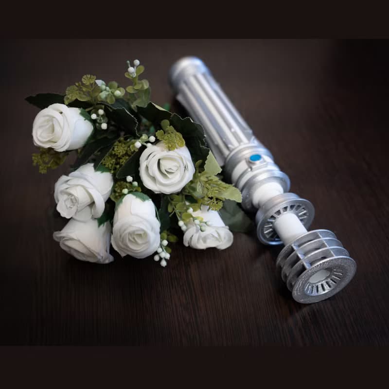 Star Wars Inspired Bridal Bouquet Holder White | Wedding Bouquet Leia Lightsaber