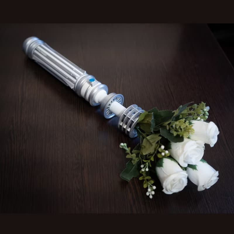 Star Wars Inspired Bridal Bouquet Holder White | Wedding Bouquet Leia Lightsaber