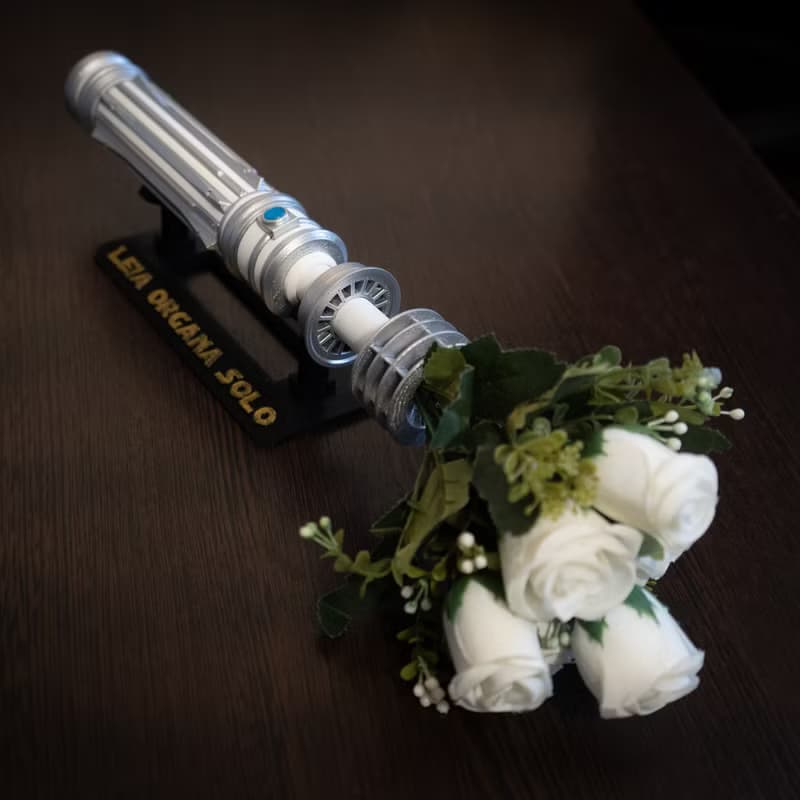 Star Wars Inspired Bridal Bouquet Holder White | Wedding Bouquet Leia Lightsaber