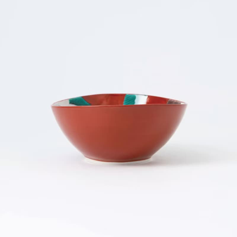 【絕版品】九谷燒-6.5號钵 朱地椿