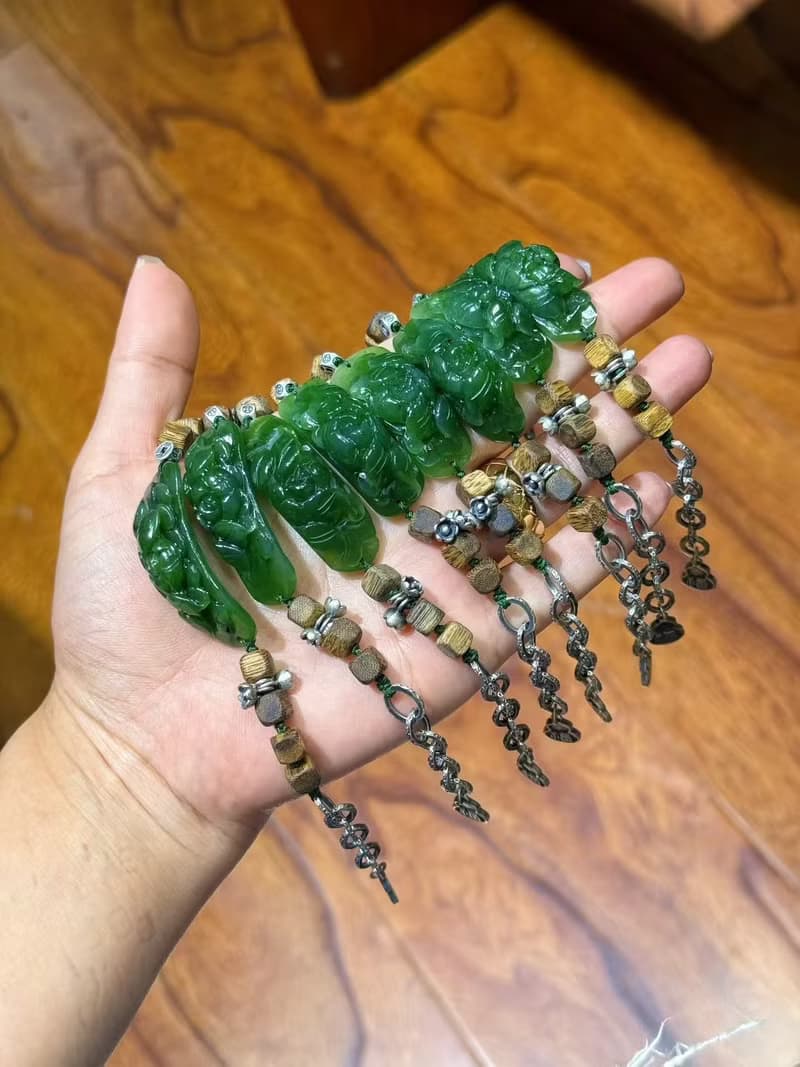 天然和田玉手鏈老坑碧玉牡丹花手鏈新中式國招財納福手鏈三七銀