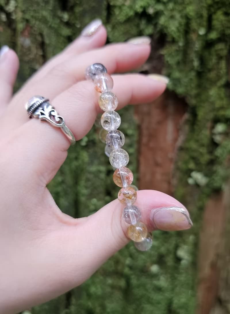 高品錦鯉膠花閃靈共生水晶-如圖一條/豐盛招財水晶