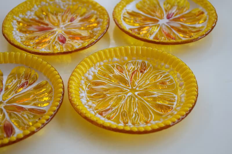 Small decorative fused glass plates for sweets - Dessert handmade plates