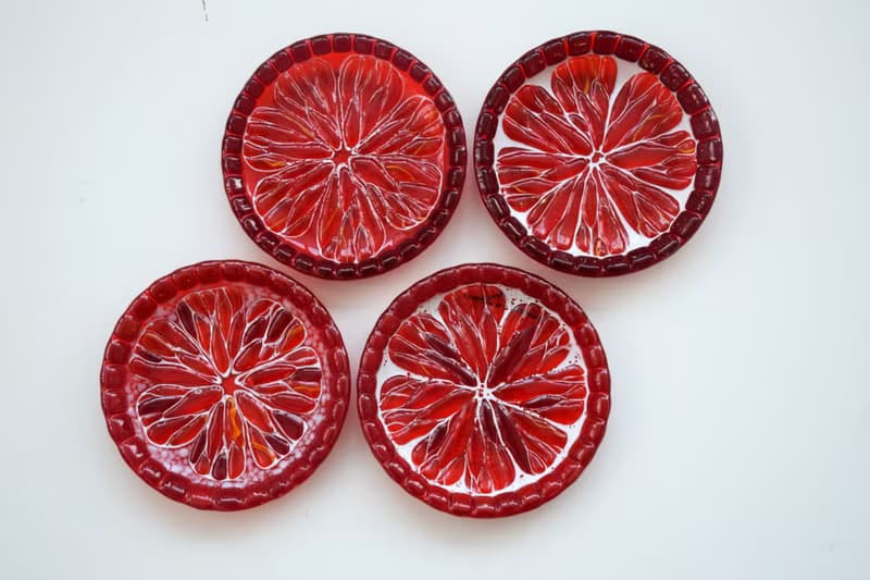Small decorative fused glass plates for sweets - Dessert handmade plates