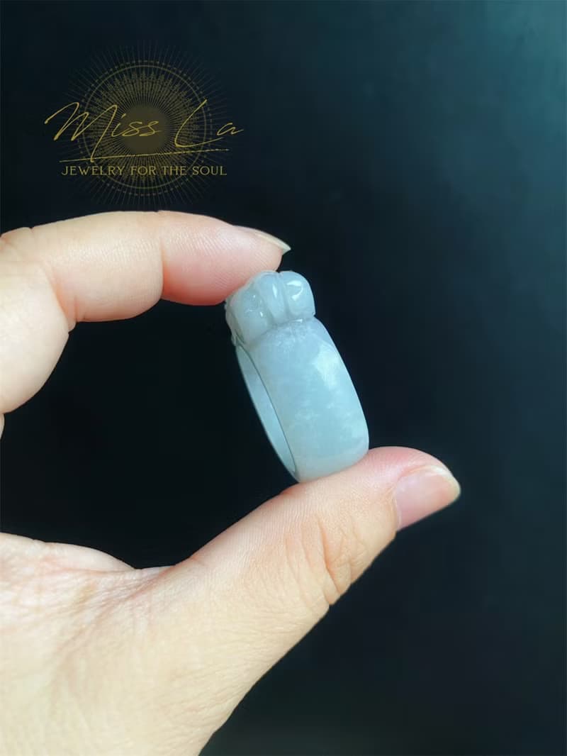 天然緬甸玉 翡翠 招財霸王 貔貅 有錢 翡翠 戒指 玉 戒環 ring