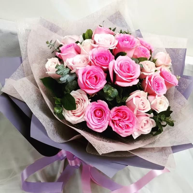 情人節花束 粉玫瑰精緻花束 台北市區外送免運費典華優惠券