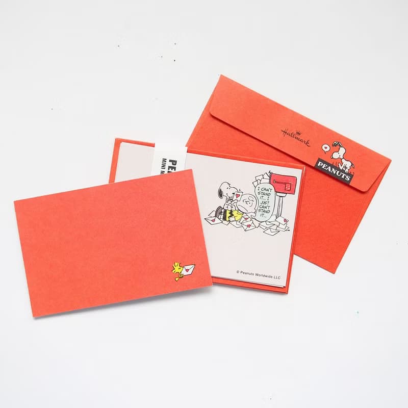 Snoopy情書多到滿出來 迷你卡5入【Hallmark-Peanuts JP禮物卡】