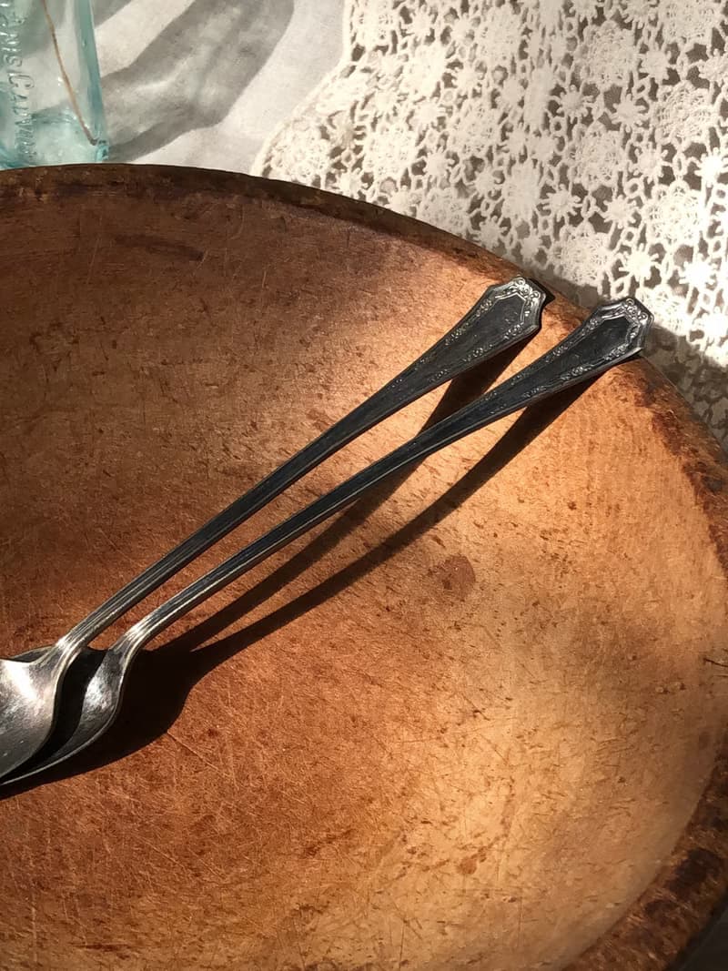 百年古董1915美國製Fairfield鍍銀長湯匙/攪拌匙 2件組