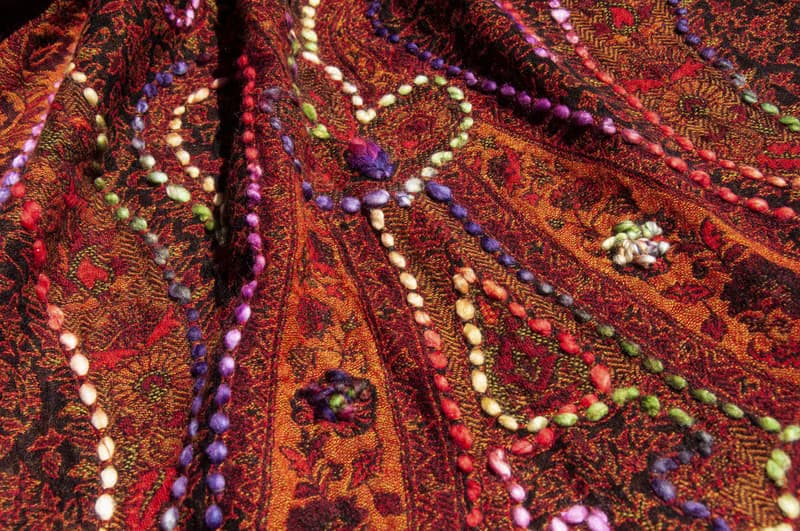 喀什米爾Cashmere/水煮羊毛披肩/針織圍巾/刺繡圍巾/羊絨披巾-花