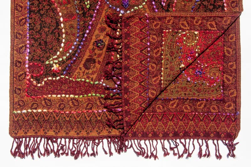 喀什米爾Cashmere/水煮羊毛披肩/針織圍巾/刺繡圍巾/羊絨披巾-花