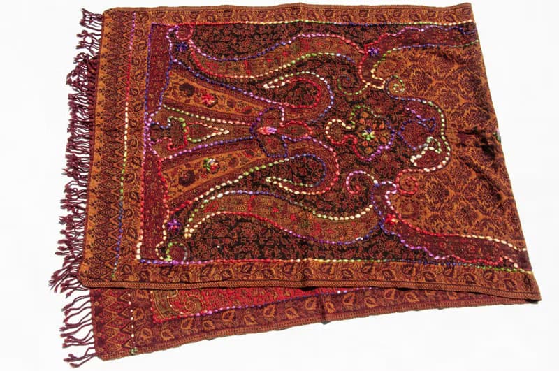 喀什米爾Cashmere/水煮羊毛披肩/針織圍巾/刺繡圍巾/羊絨披巾-花