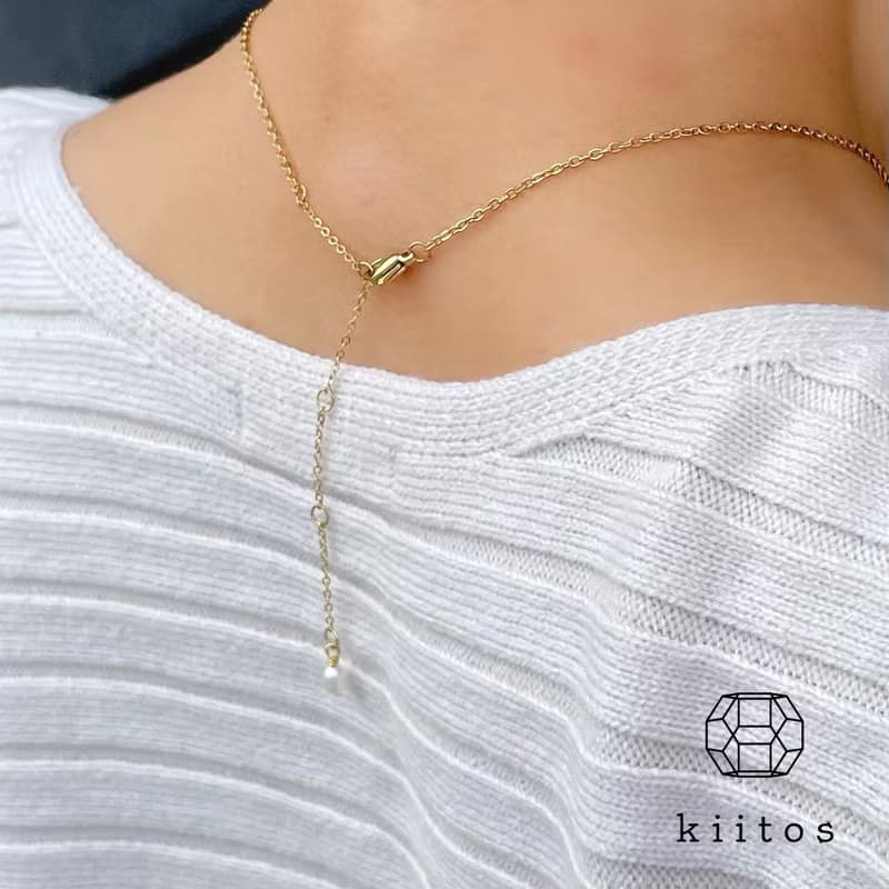 金属アレルギー対応  淡水パール　真珠　華奢　ネックレス　14k gold　316L サージカルステンレス　珍珠項鍊　防過敏