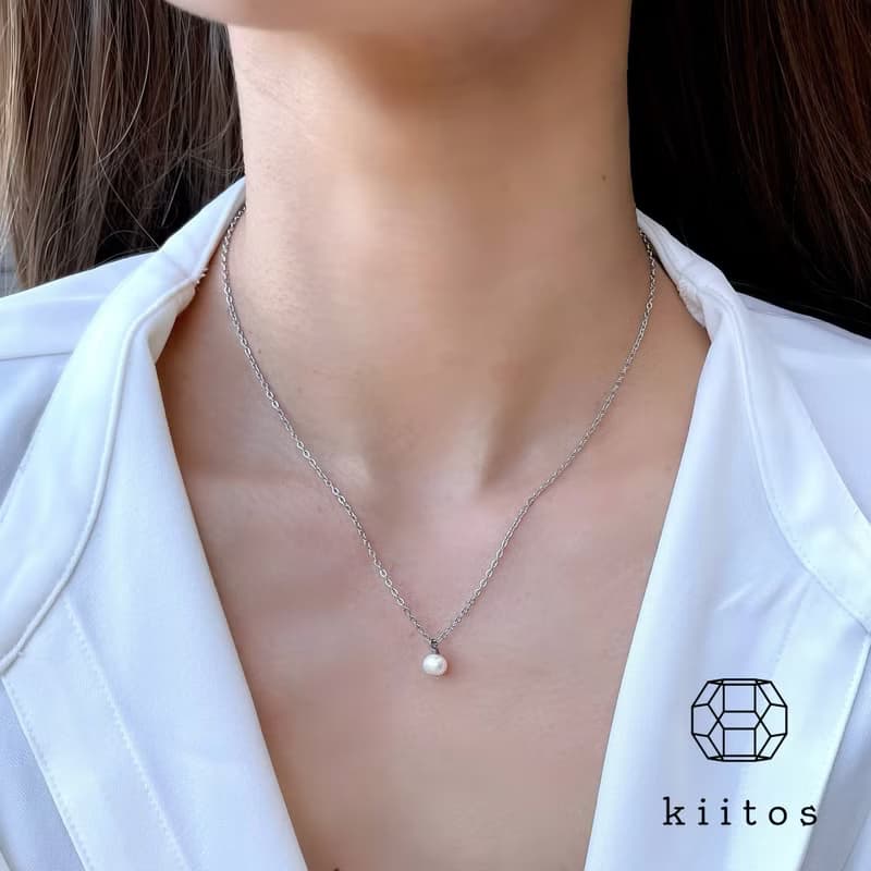 金属アレルギー対応  淡水パール　真珠　華奢　ネックレス　14k gold　316L サージカルステンレス　珍珠項鍊　防過敏