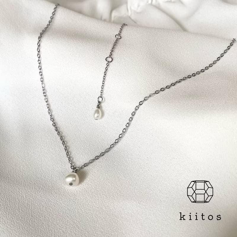 金属アレルギー対応  淡水パール　真珠　華奢　ネックレス　14k gold　316L サージカルステンレス　珍珠項鍊　防過敏