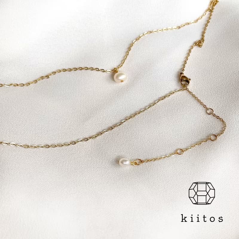 金属アレルギー対応  淡水パール　真珠　華奢　ネックレス　14k gold　316L サージカルステンレス　珍珠項鍊　防過敏