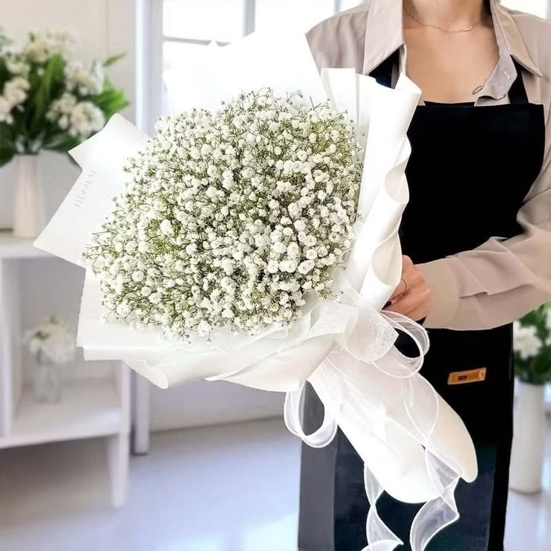 夢幻星空優雅白滿天星鮮花花束