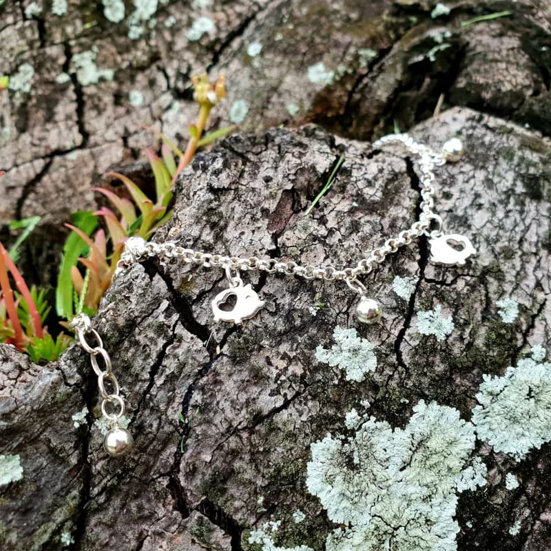 V38款-做不出一樣的銀手鍊-小豬+鈴鐺-925純銀手鍊-御匠敲飾