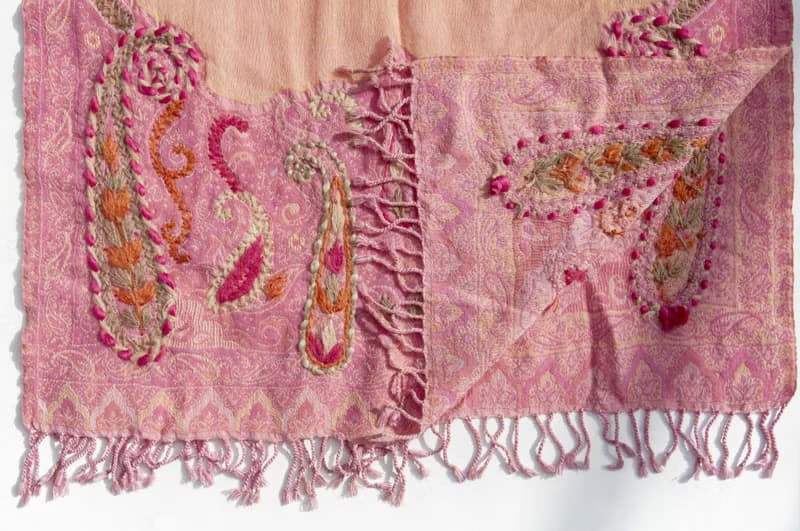 喀什米爾Cashmere/水煮羊毛披肩/針織圍巾/刺繡圍巾/羊絨披巾-花