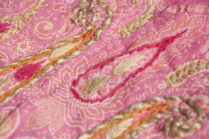 喀什米爾Cashmere/水煮羊毛披肩/針織圍巾/刺繡圍巾/羊絨披巾-花