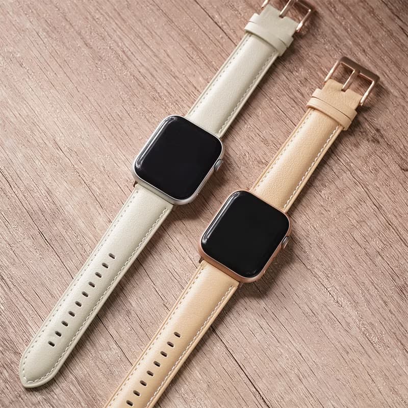 Apple watch - 【輕柔感色系】同色車線真皮 apple watch錶帶