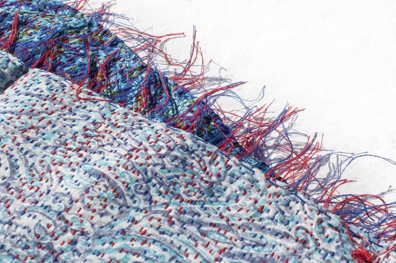 手工縫紗麗布絲巾/絲綢刺繡圍巾/印度絲綢刺繡絲巾-摩洛哥花朵