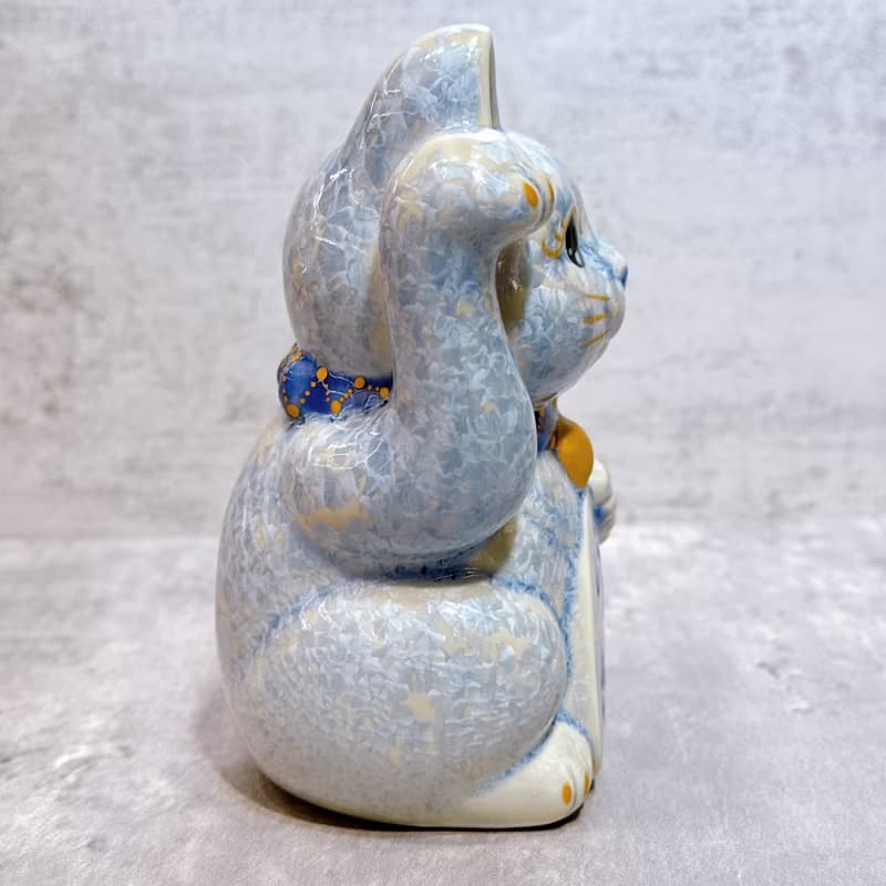 【銀藤守安】日本清水燒招財貓 | 花結晶 銀藤 平安  右