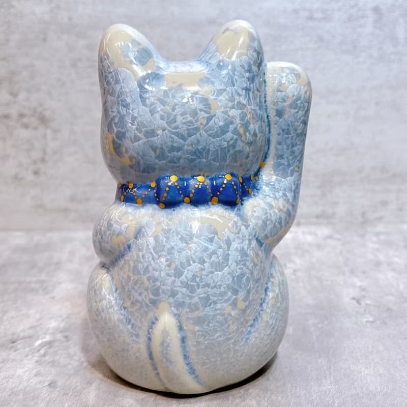 【銀藤守安】日本清水燒招財貓 | 花結晶 銀藤 平安  右