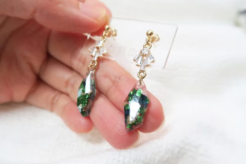 OUD原創.手工飾品.輕奢華麗.水鑽寶石風格.美國14K包金耳環/耳夾