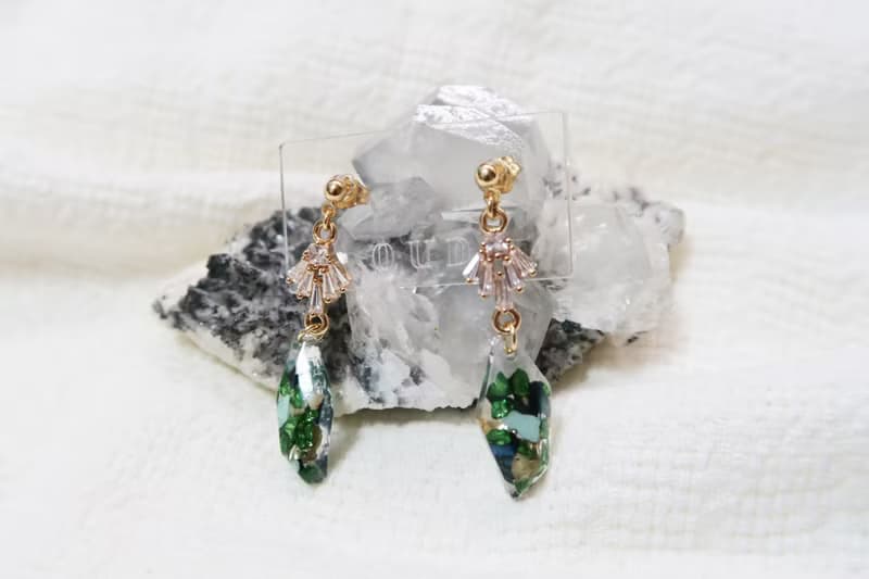 OUD原創.手工飾品.輕奢華麗.水鑽寶石風格.美國14K包金耳環/耳夾