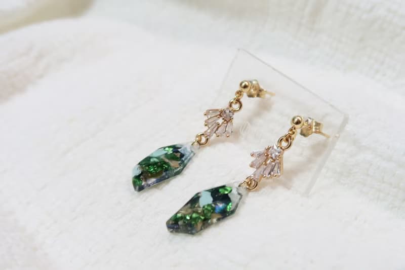 OUD原創.手工飾品.輕奢華麗.水鑽寶石風格.美國14K包金耳環/耳夾