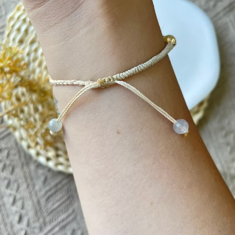 綠東菱玉平安扣編織手鍊