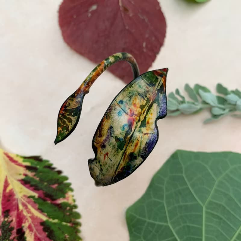 Texture Leafy Bracelet (unique, handmade, leather bracelet , 2024)