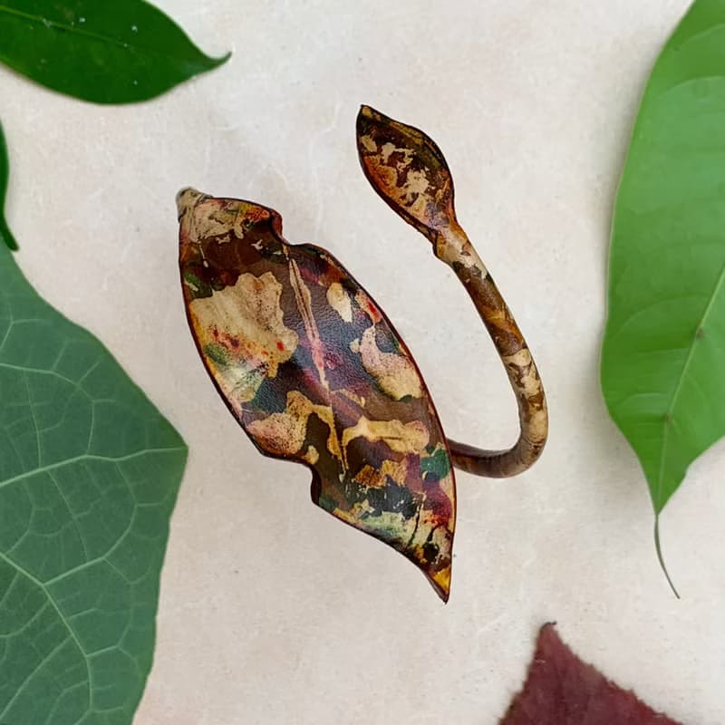 Texture Leafy Bracelet (unique, handmade, leather bracelet , 2024)