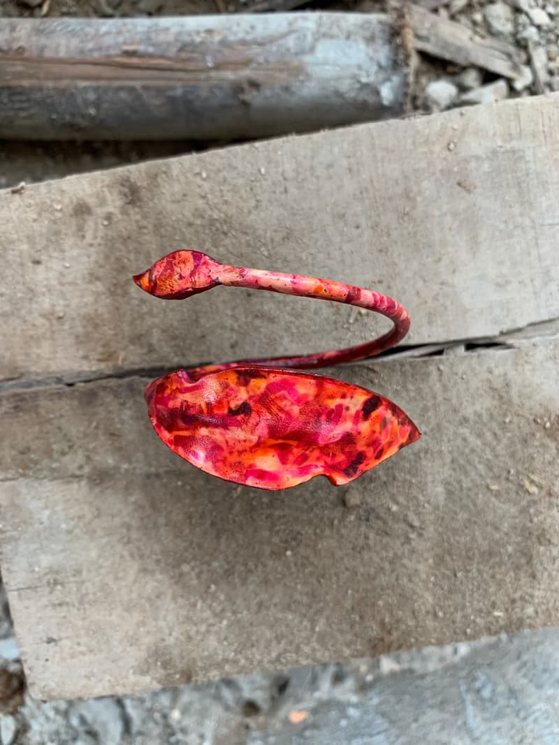 Texture Leafy Bracelet (unique, handmade, leather bracelet , 2024)