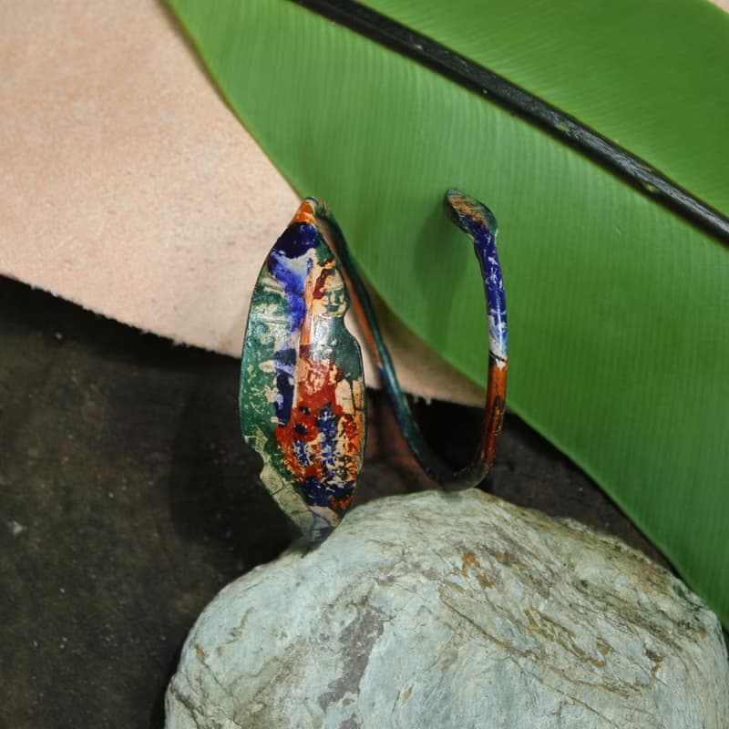 Texture Leafy Bracelet (unique, handmade, leather bracelet , 2024)