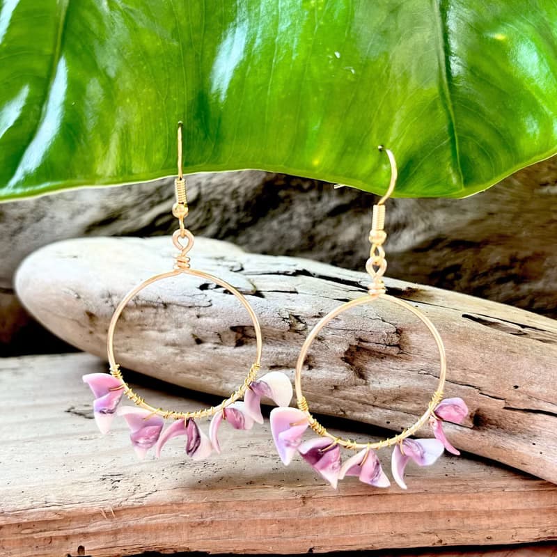 貝殼系列 / 紫色花開了 / 耳環 / 耳夾 / 耳針 / 耳勾