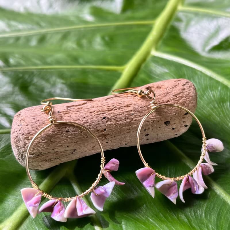 貝殼系列 / 紫色花開了 / 耳環 / 耳夾 / 耳針 / 耳勾
