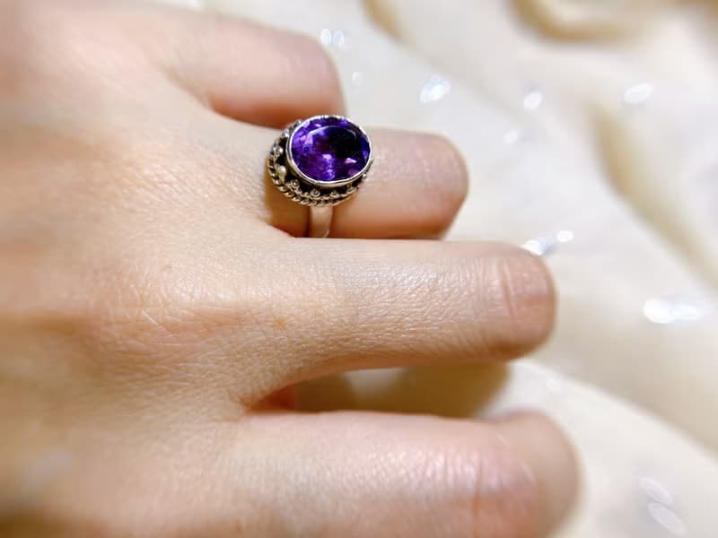 天然紫水晶 戒指 尼泊爾 手工製 925純銀