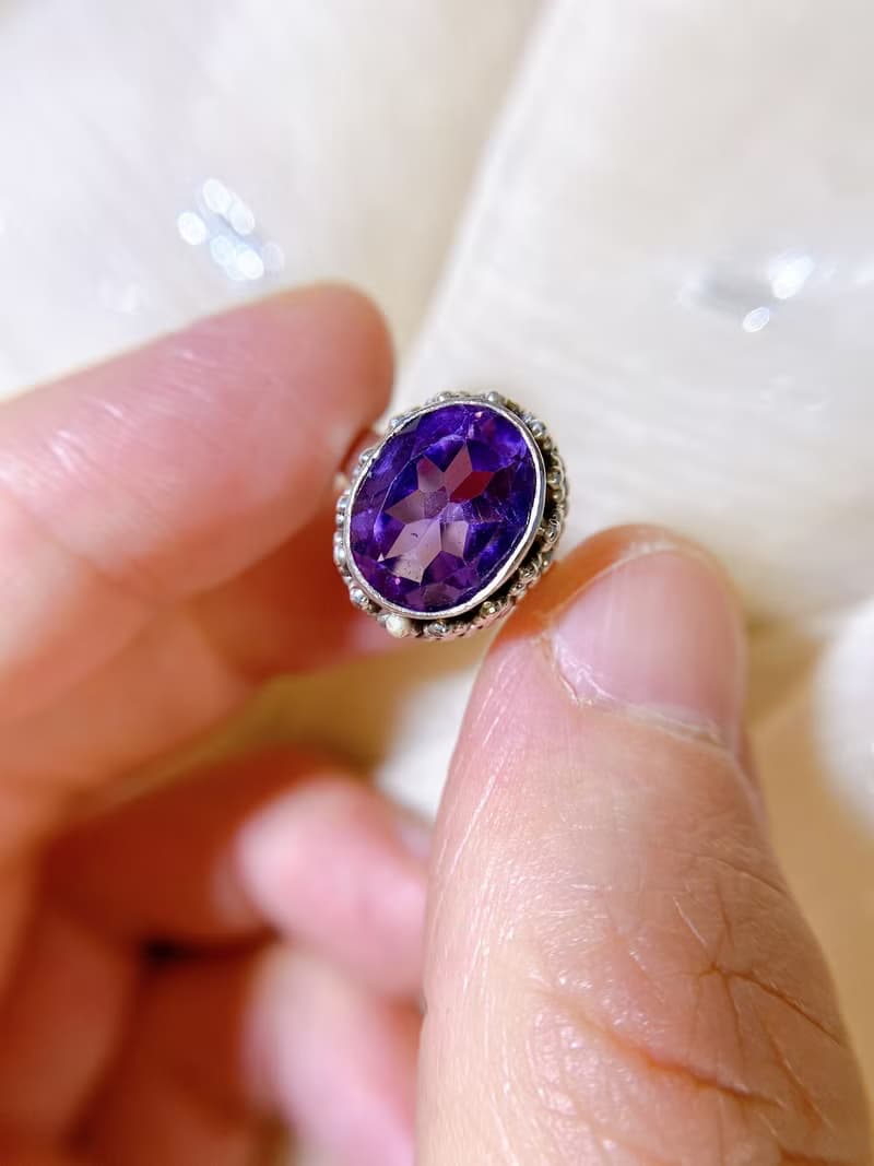 天然紫水晶 戒指 尼泊爾 手工製 925純銀