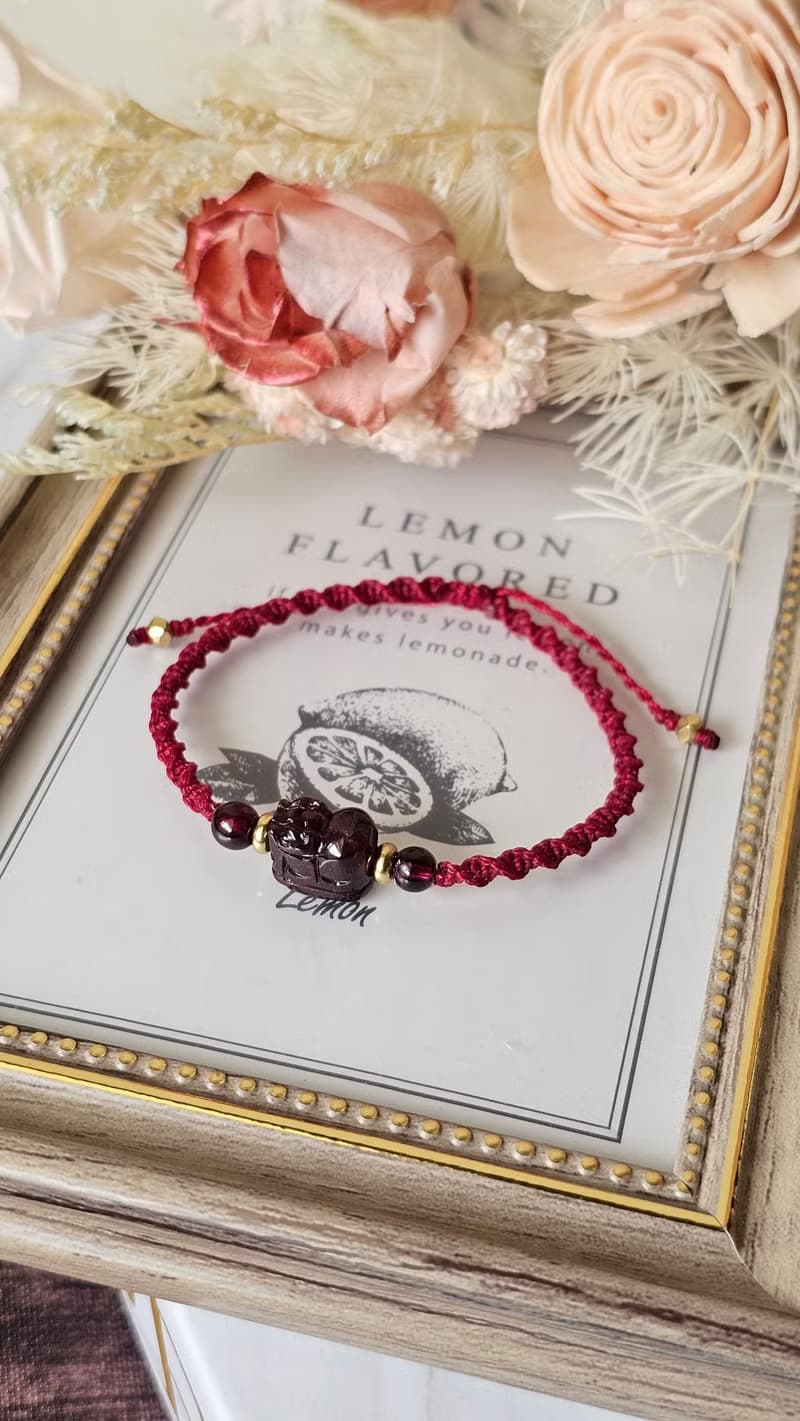 森焰-蠟線貔貅手鍊-水晶蠟線/綠幽靈聚寶盆貔貅/紅石榴貔貅/招財