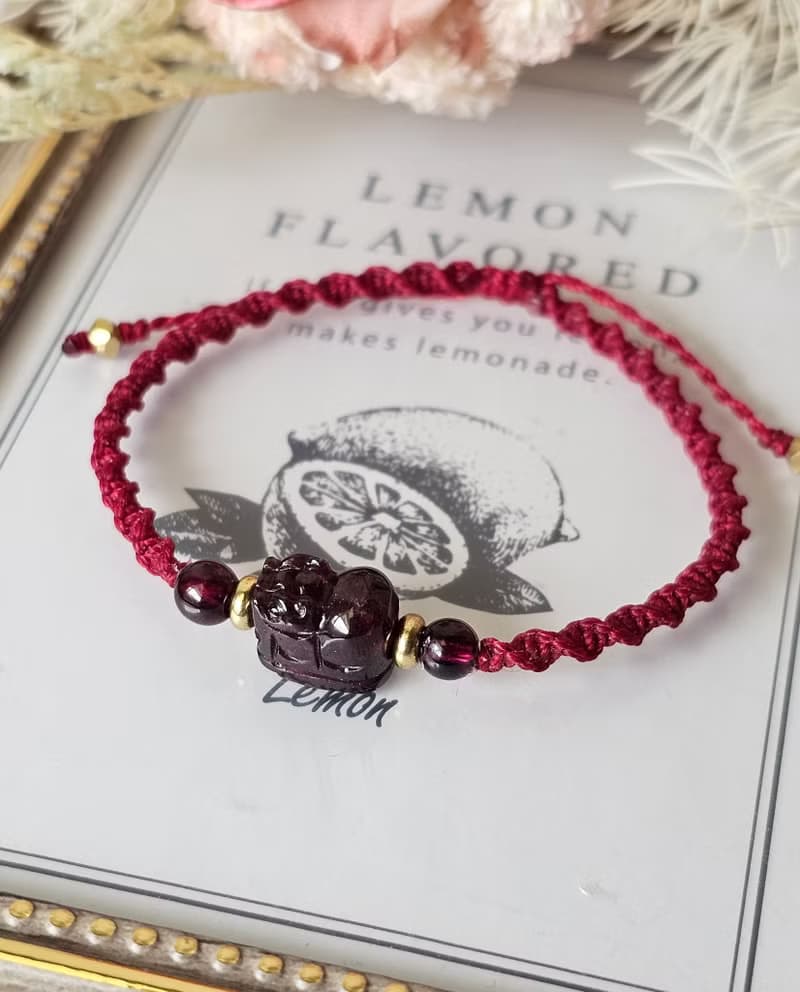 森焰-蠟線貔貅手鍊-水晶蠟線/綠幽靈聚寶盆貔貅/紅石榴貔貅/招財