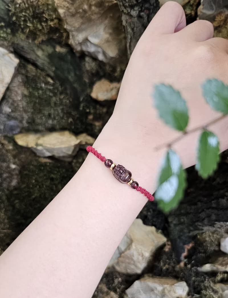 森焰-蠟線貔貅手鍊-水晶蠟線/綠幽靈聚寶盆貔貅/紅石榴貔貅/招財