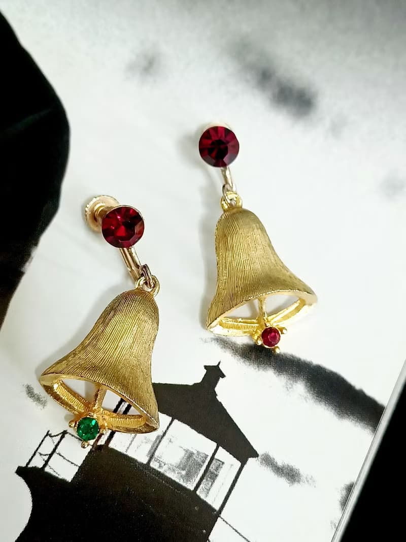 vintage jewelry  經典聖誕風情造型 夾式耳環