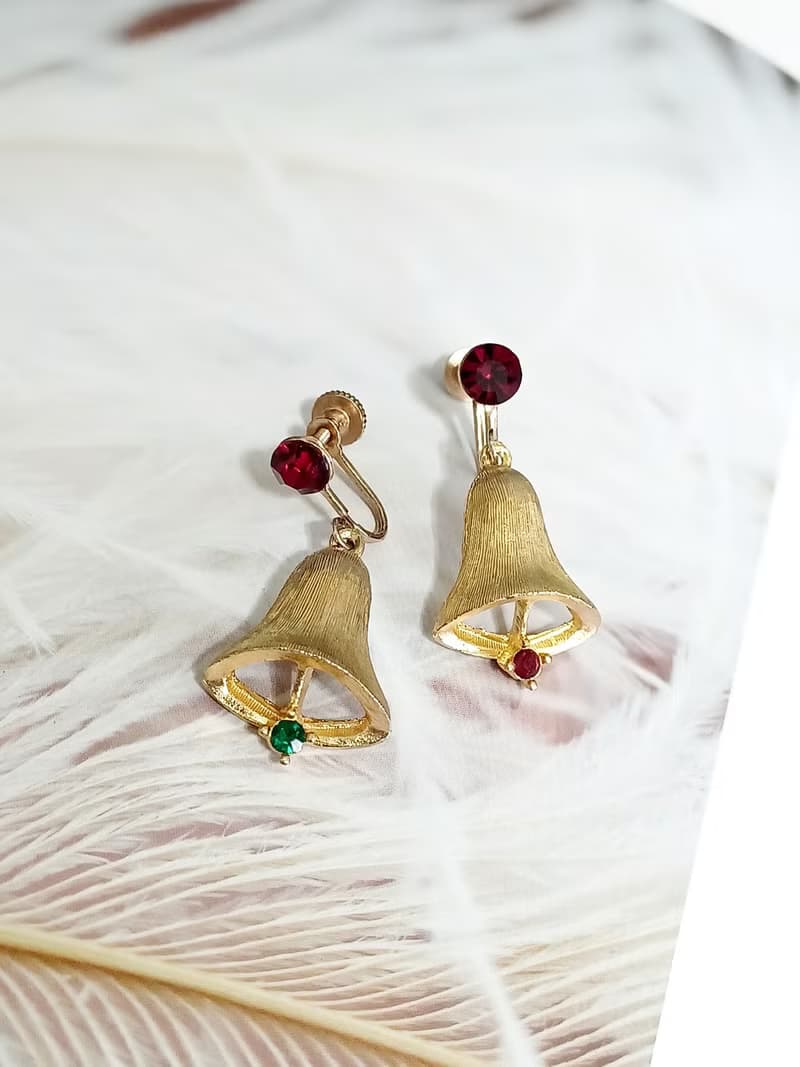 vintage jewelry  經典聖誕風情造型 夾式耳環