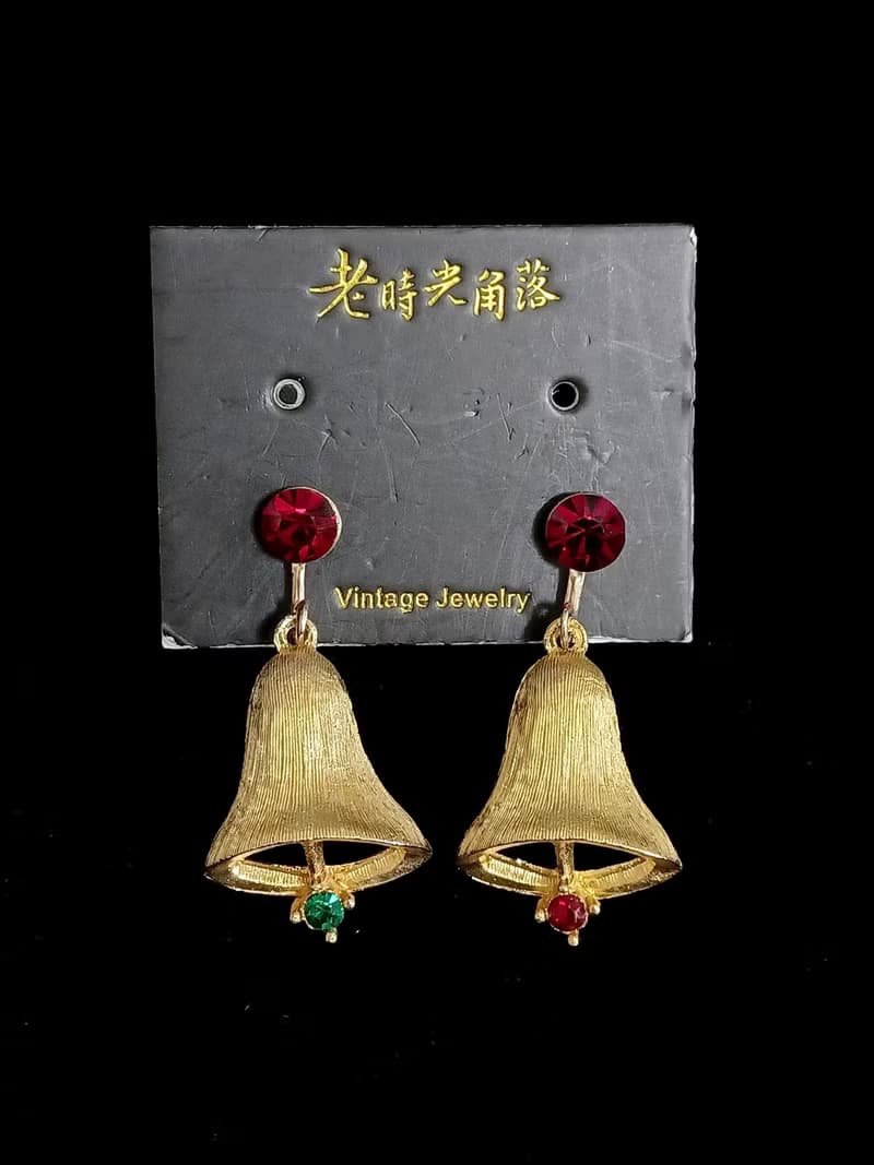 vintage jewelry  經典聖誕風情造型 夾式耳環